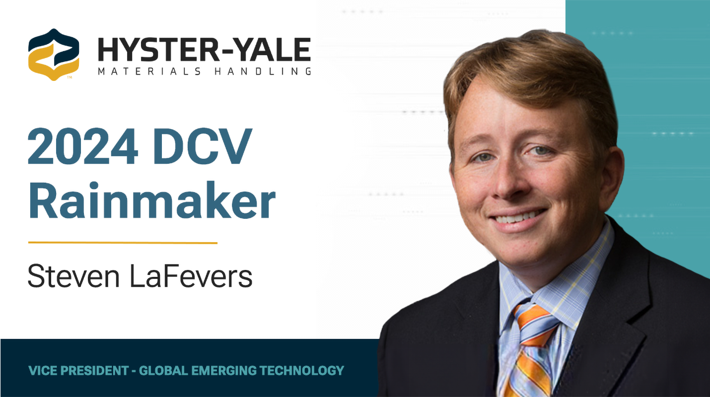 Steven LaFevers featured alongside DC Velocity Rainmaker award logo.