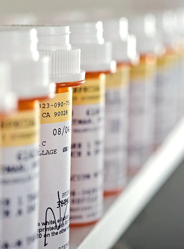 Series of prescription bottles. 