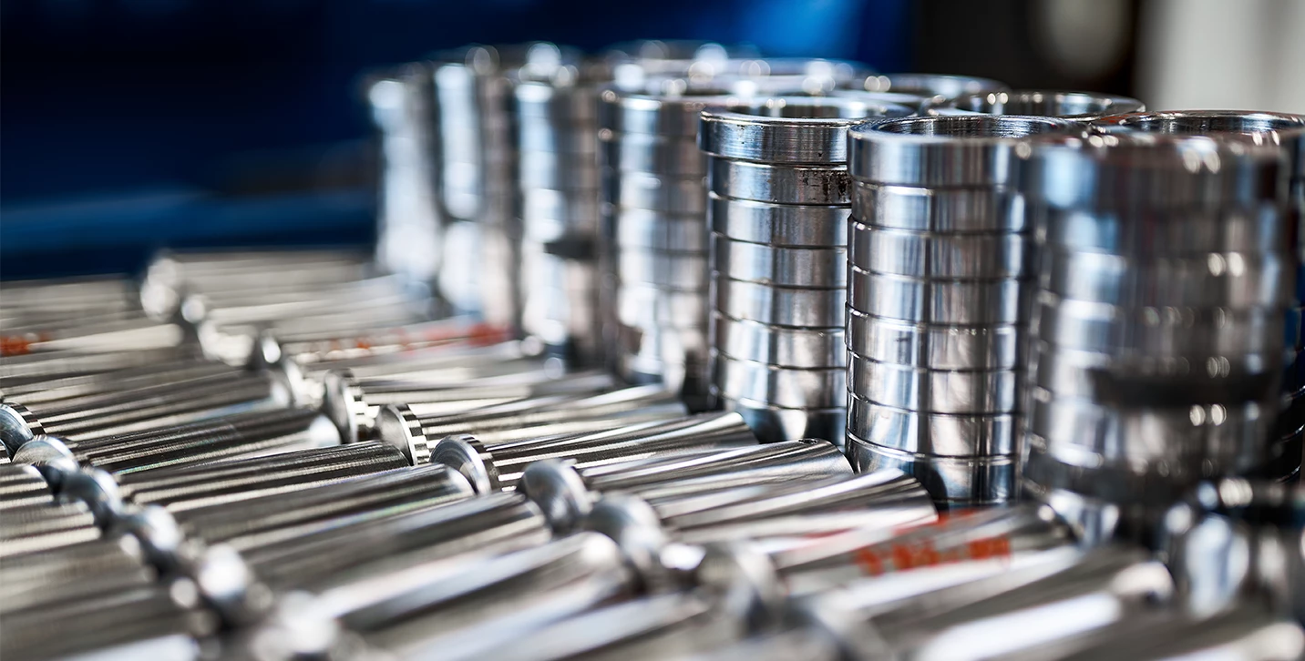 Rows of metal parts.  